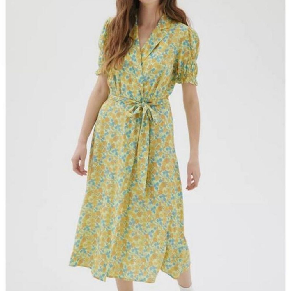 Urban Outfitters Spring Day Midi Wrap Dress In Green